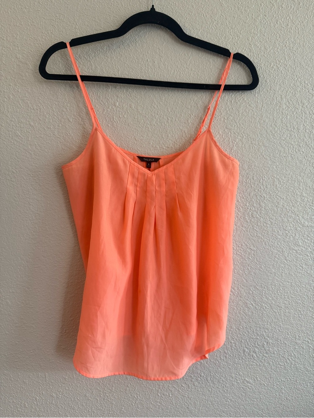 Talula Coral-Orange Spaghetti Strap Pleated Cami